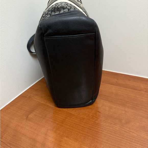 Coach Signature Stripe Mixed Media Medium Tote F11529 Shoulder HandbagAuthentic - Picture 5 of 12
